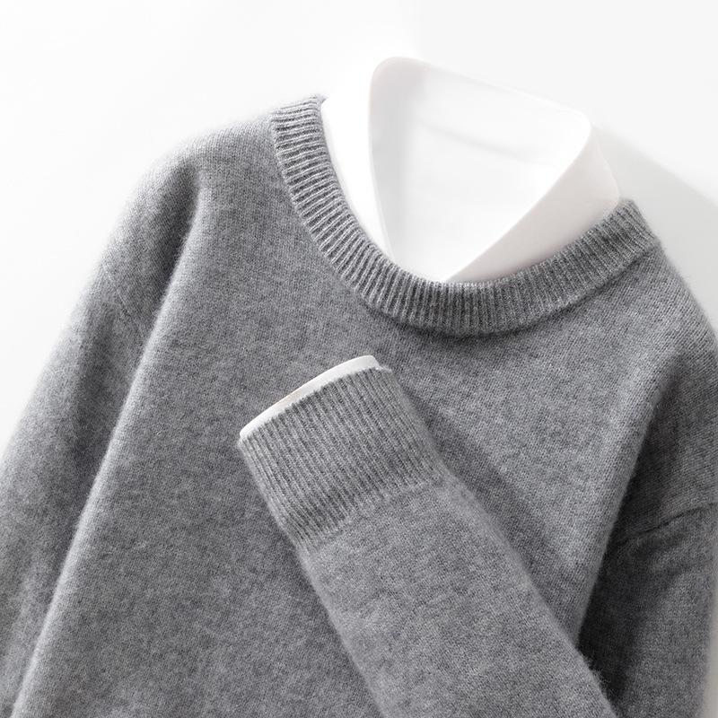 Mens Seven-pin Thick Round Neck Sweater for Womens Autumn and Winter Latest Skin-friendly and Warm Sweater Simple and Versatile Base Top