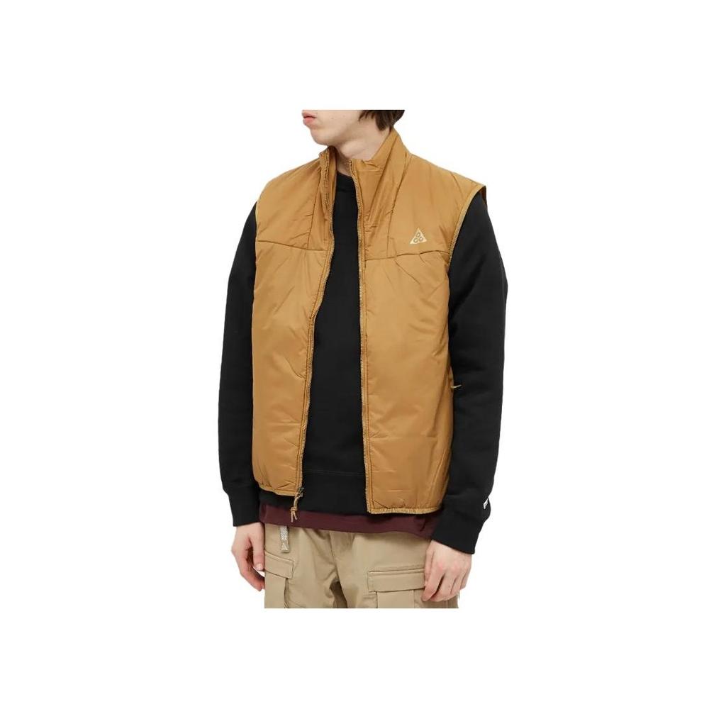 Nike Solid Color Logo Print Stand Collar Zipper Sleeveless Vest Men Vests Gold CV0684-216