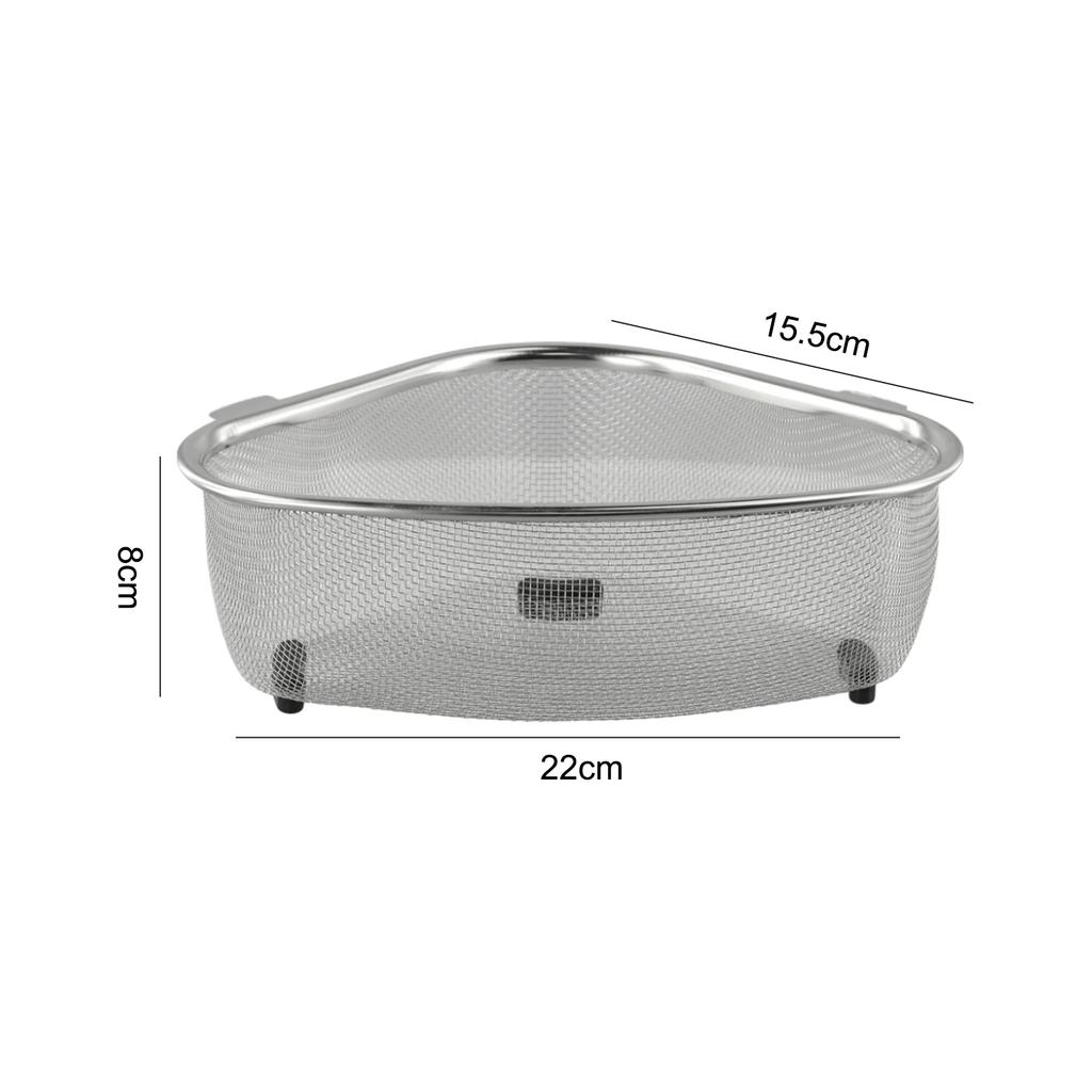 Abflusskorb für die Küchenspüle, Edelstahl, dreieckig, für Lebensmittel, Gemüse, Schälen, Eier, Filter, Aufbewahrung, Organizer, Küchenregal, hohe Kapazität