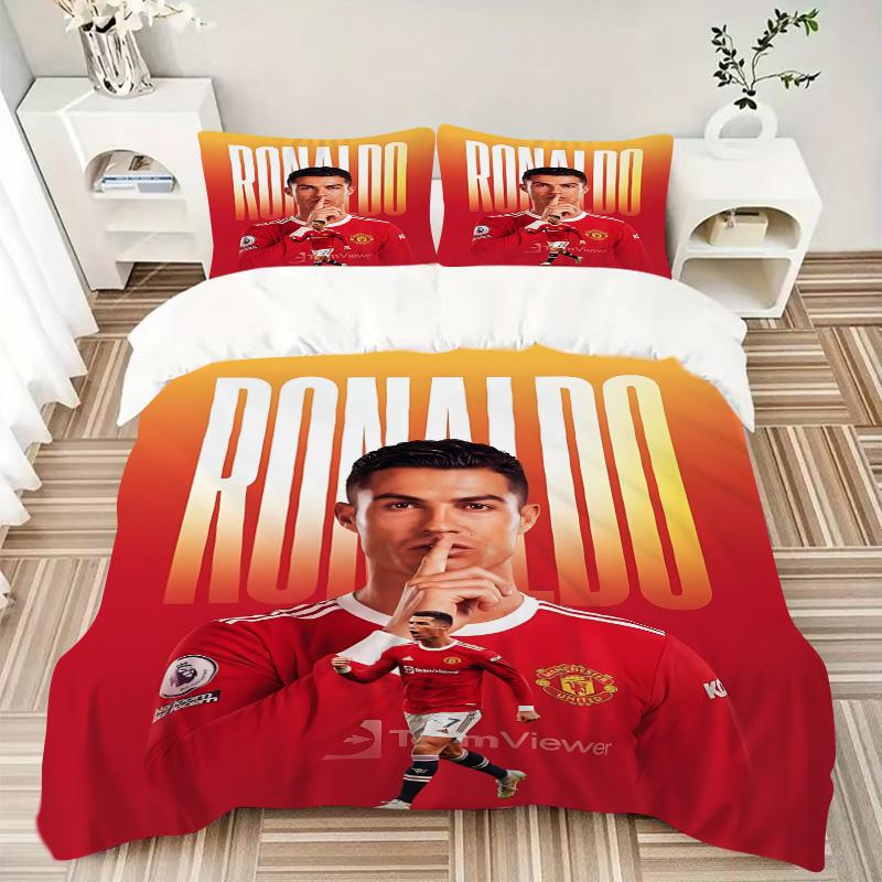 Ronaldo'S Stille Druck 3-teiliges Bettwäsche-Set Bettbezug mit 2 Kissenbezügen Heim-Geburtstagsgeschenk