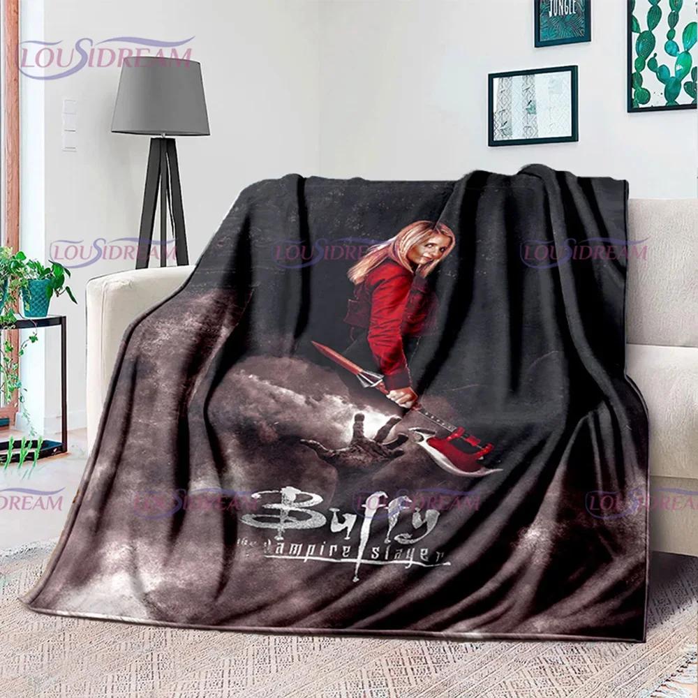 American Drama Vampire Slayer Buffy Soft Flannel Blanket Family Picnic Blanket for Kids Plush Flanner Throw Blanket Sofa Bedding