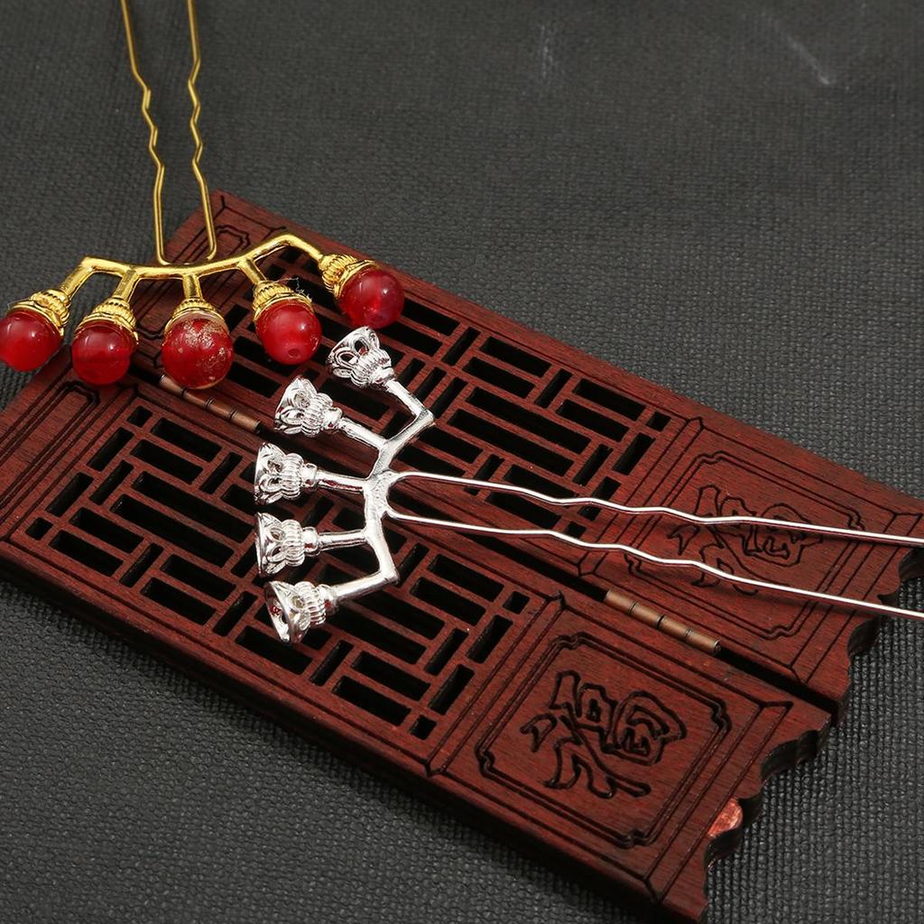 1Pcs Chinese Style Flower Receptacle Hairpin Alloy Accessories For Jewelry Component Making DIY Charm Decoration