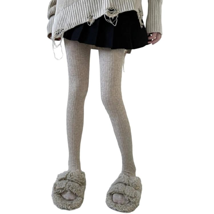 Women Twist Striped Pattern Opaque Tights Winter Fall Hosiery Elastic Jacquard Solid Color Pantyhose Stockings Leggings