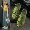 Scarpe Dexun gialle con fiocco da donna 2025 nuova estate dopamina design di nicchia senso Forrest Gump scarpe Doudou