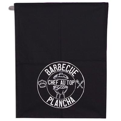 [A2435] - Bavlněná utěrka 'Chef Barbecue' černošedá (Plancha barbecue - špičkový šéfkuchař) - 60 x 45 cm