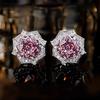 Octagonal Rose Cut Pink Diamond Floral Necklace Pendant High Carbon Diamond Earrings Rose Gold Ring Women Jewelry Set