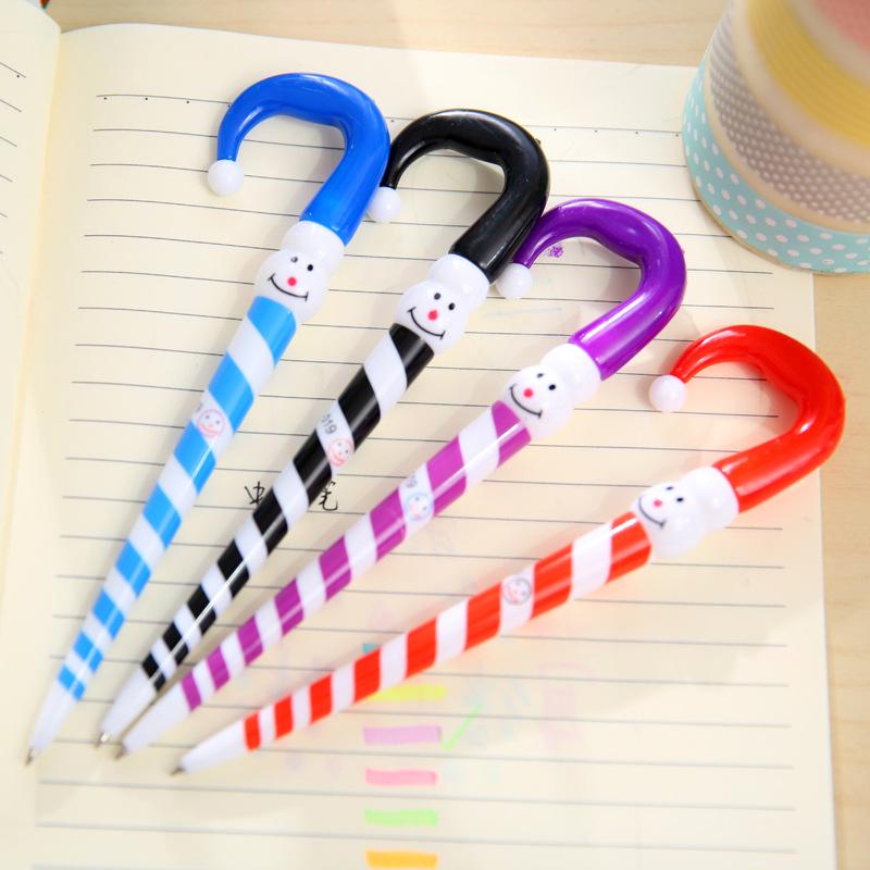 

YZ003 Christmas Clown Snowman Hat Ballpoint Pen - Japanese & Korean Cartoon Umbrella with Funny Expression Bullet Type 0.7