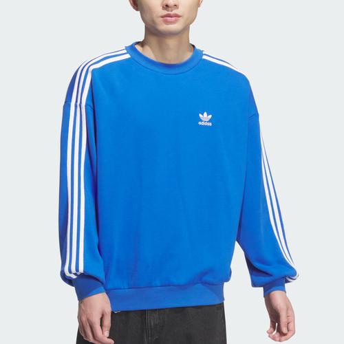 adidas Originals Men's Blue Long-Sleeve Crewneck Sweatshirt with Sport Stripes