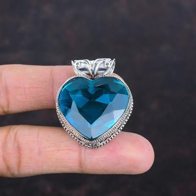 Facettierter Indigolith-Anhänger Edelstein Vintage-Anhänger Einzigartiges Design Schmuck 925 Sterlingsilber Anhänger Handgefertigt Erstaunlicher Anhänger Geschenke für Mama