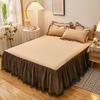Solid Color Princess Style Brushed Bed Skirt with Dustproof Full Wrap