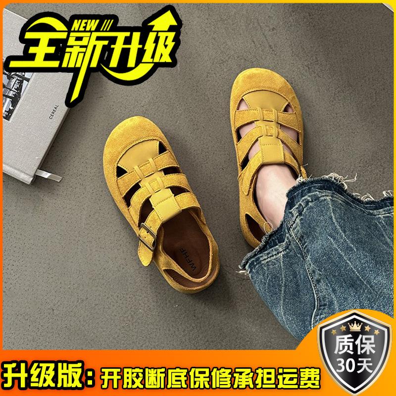 Platform Shoes Roman Sandals Women's Shoes Spring and Summer New Versatile Flat-bottomed Slippers Beach Pig Cage Shoes