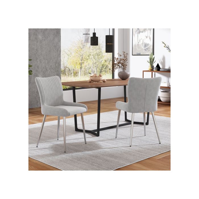 Chaise de salle à manger - MUVOE - Velours - Lot de 2 - Pieds en métal - Confortable et élégant