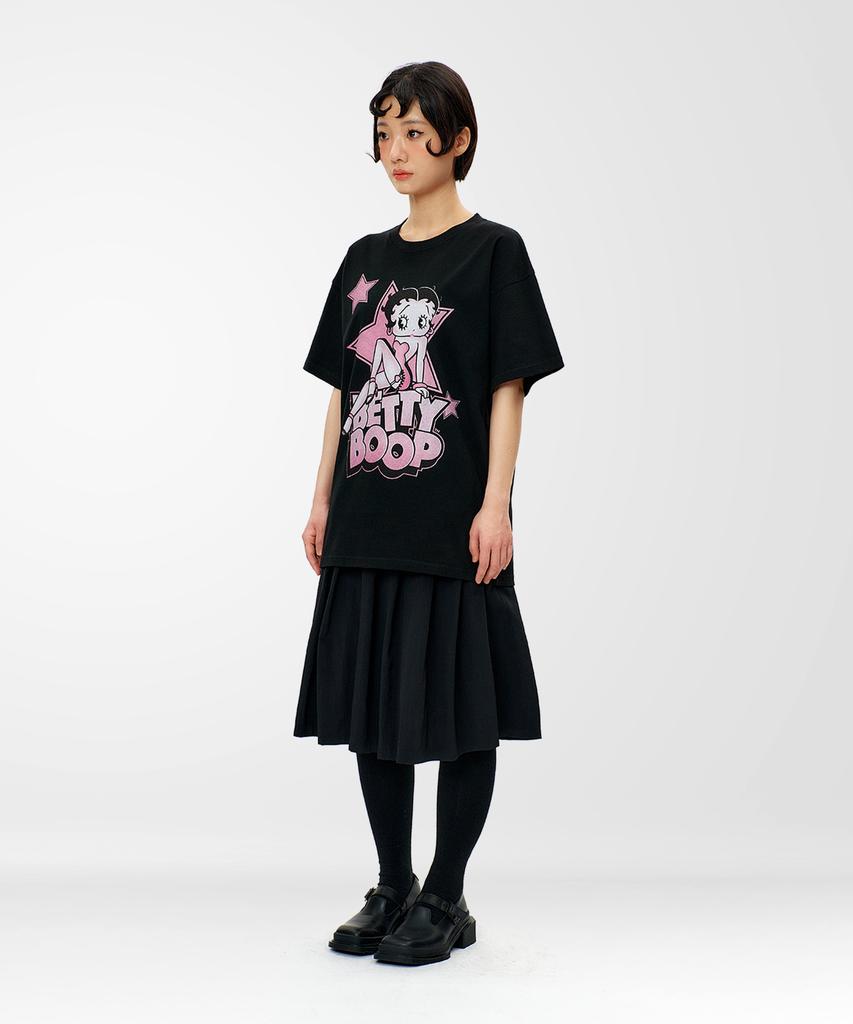 LAUGHER [Betty Boop] Star T-Shirt - Black