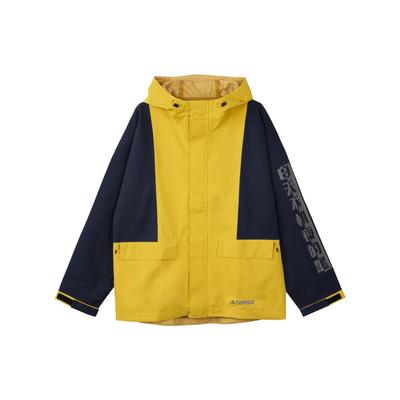 Spliced Design Logo Print Windbreaker Hoodie Jacket Men Outerwear Yellow GN7560