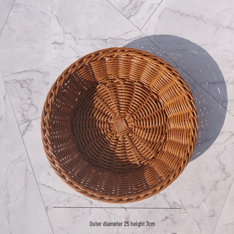Creative Round Handwoven Rattan-Style Basket for Snacks & Dried Fruit