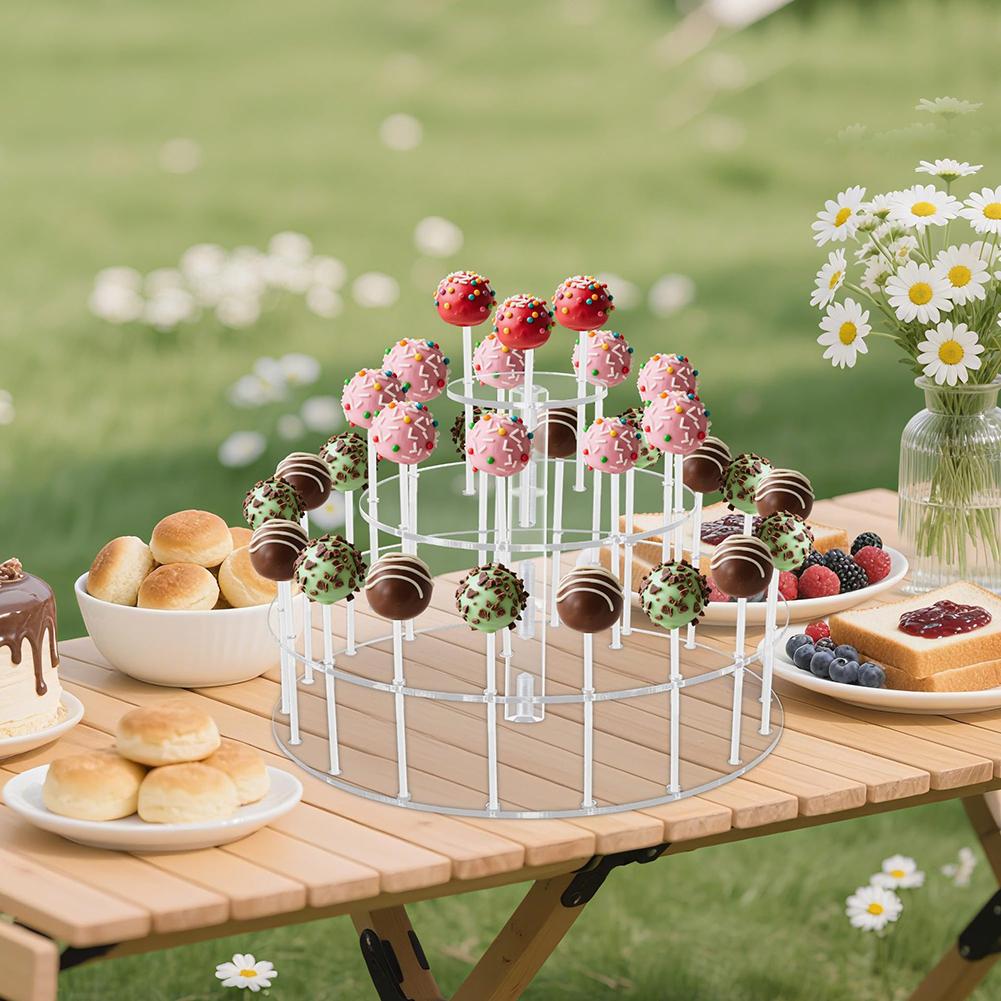 3Tier Clear Acrylic Cake Display Stand with 30 Hole Slots for Lollipops Designed for Event Planners and Home Entertainers