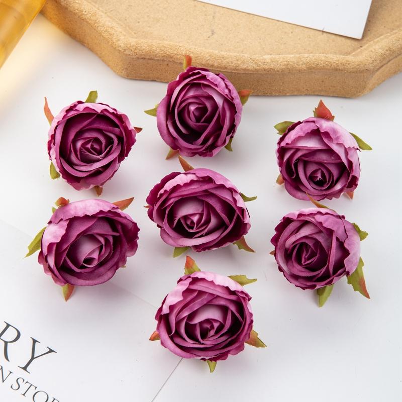 10/20pcs Artificial Flowers Scrapbook Home Room Decor Silk Diy Gifts Candy Box Cake Wedding Outdoor Fake Roses Christmas Wreaths