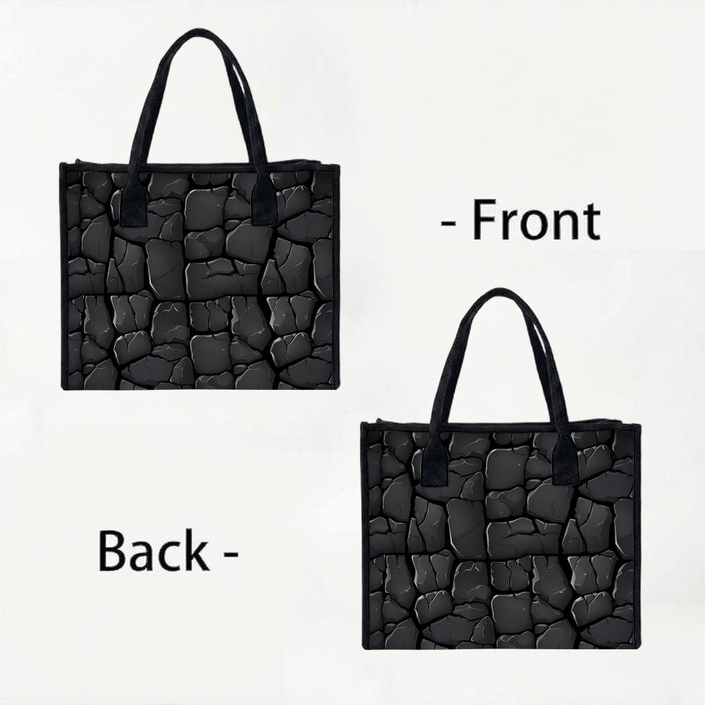 Cracked Pattern Tote Bag Fashion Casual Large Capacity Handbag for Daily Use