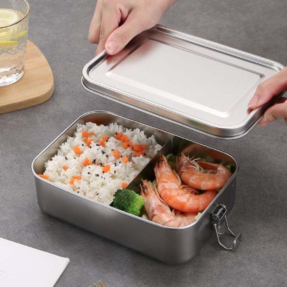 Removable Partitions 304 Stainless Steel Lunch Box Rectangular Fresh-keeping Box  Canteen