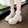 French Xiaoxiangfeng Muffin Mary Jane Single Shoes Women's 2025 Spring and Summer New Platform with Skirt Pearl JK Small Leather Shoes