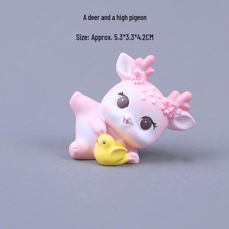 Mini Cute Girlish Deer Resin Craft Ornament for Desktop