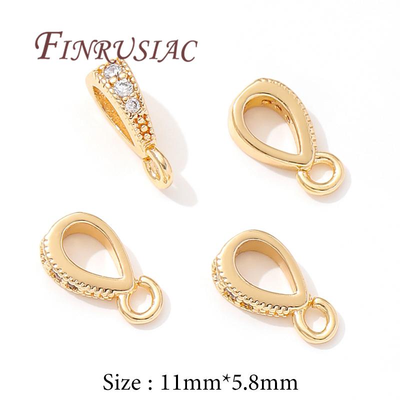 14K Gold Plated Bails For Pendant with Open Ring Findings Brass Bailes For Jewelry DIY Necklace Accessories Connectors