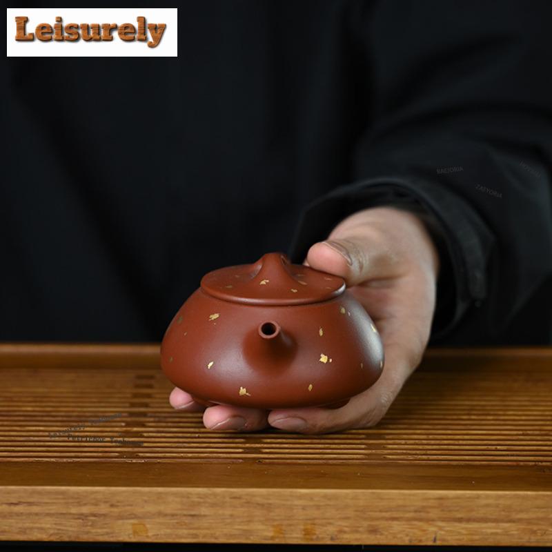 111ml Luxury Yixing Purple Clay Teapots Handmade Stone Scoop Pot Raw Ore Zhu Mud Kettle With Infuser Chinese Zisha Tea Set Gifts