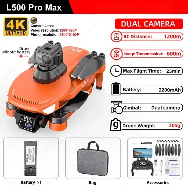 L500 PRO MAX Drone 4K Professional HD Dual Camera UAV 360° Obstacle Avoidance Brushless GPS 5G WIFI Drones FPV RC Quadcopter Toy