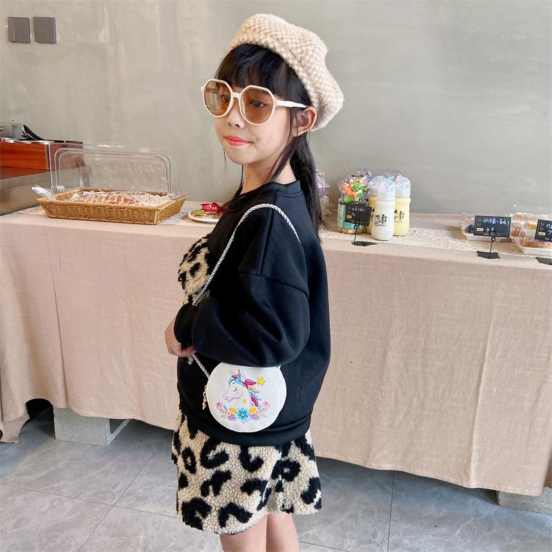 Unicorn Design Shoulder Bag For Toddler Girls Lightweight Polyester Lining