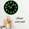 Green Numbers Wooden Round Silent Hanging Wall Clock, Suitable For Living Room, Office, Study Room, Bedroom, Home Decoration
