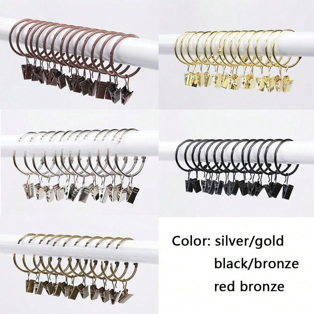 Ringklammern Vorhangzubehör, Öffnende Hängeringe mit starken Klemmen für Vorhang, Duschvorhang, Raffrollhaken