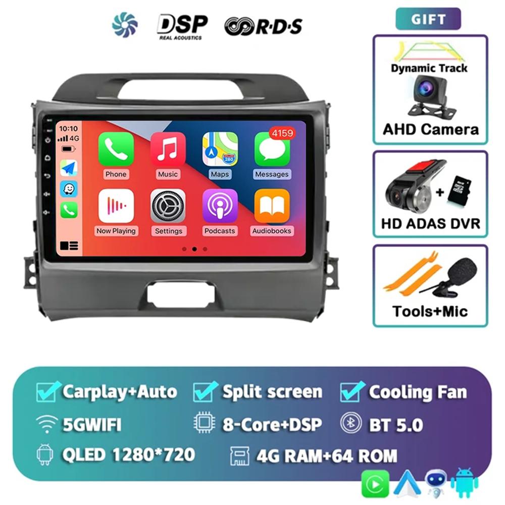 Android 14 Carplay Auto For Kia Sportage 3 2010 2011 2012 2013 3014 - 2016 Car Radio Multimedia GPS Player Stereo Video WiFi+4G
