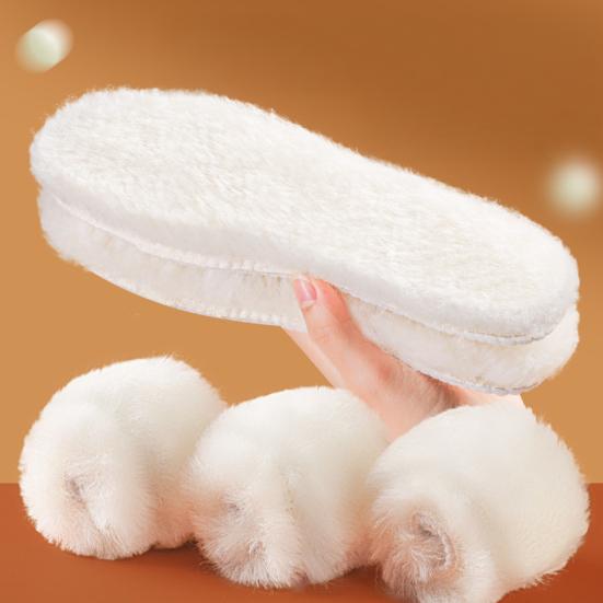 1 Pair Thick Winter Shoe Insoles Fleece Lined Anti-slip Shoe Insert Warm Cold Weather Shoe Liner Sweat-wicking Breathable Foot Cushion