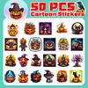 50 Black Face Halloween Stickers Horror Horror Night Personality Pumpkin Halloween Stickers
