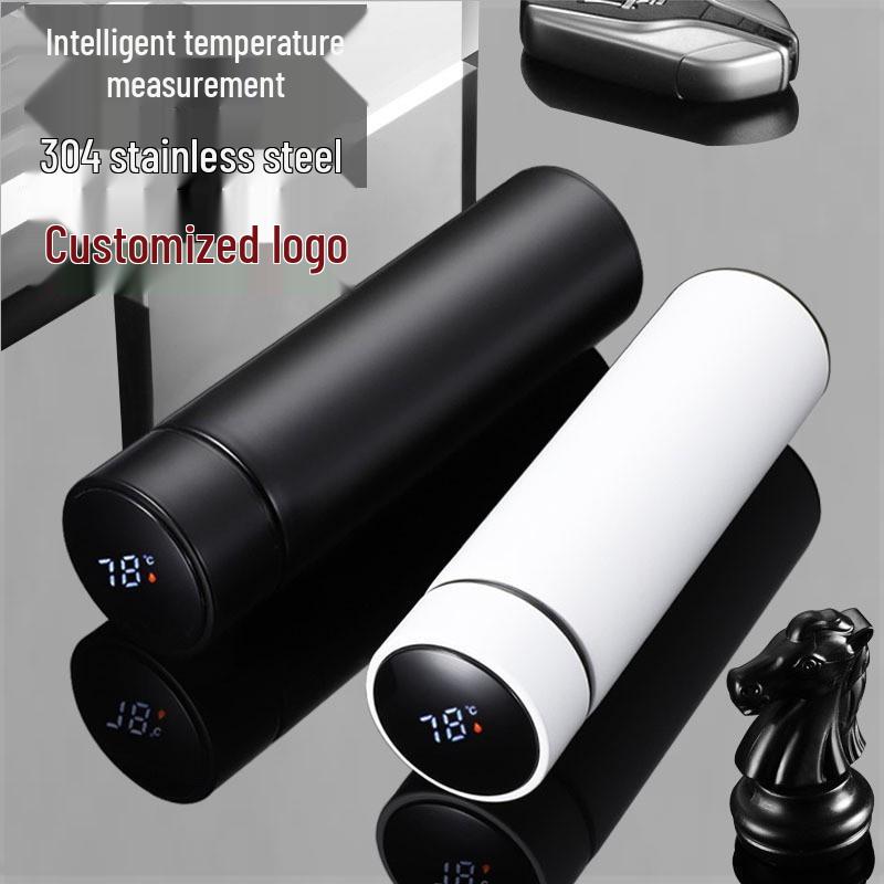 Smart termosmugg i 304 rostfritt stål: Dubbelväggig vakuumdesign med temperaturdisplay, idealisk för affärs- och kontorsbruk, anpassningsbar logotyp.