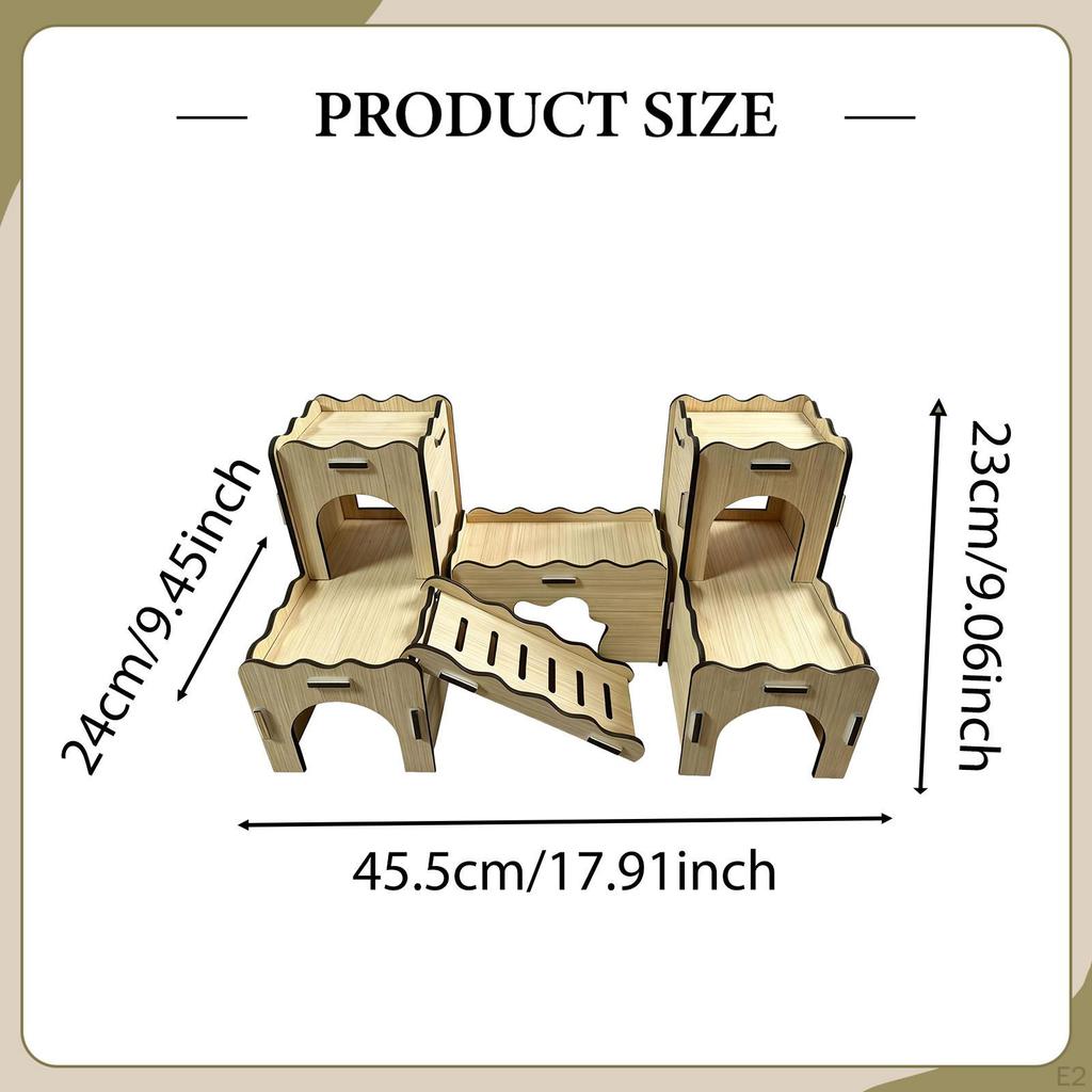 Dřevěný úkryt pro křečka, úkrytová chata, spaní s lezecím žebříkem, příslušenství do klece, dekorace habitatu pro