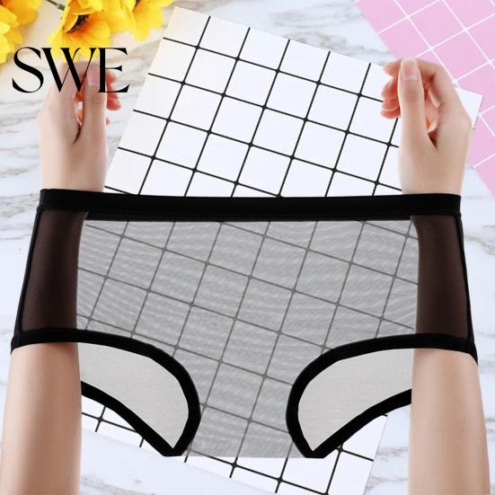 Lady Panties Sexy Transparent for Women Plus Size See Through Underwear Mesh Sheer Seamless Mid Rise Thin Briefs