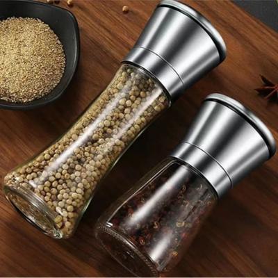 Molino de Pimienta de 180/200ML Vidrio Acero Inoxidable Botella de Especias Molinillo de Sal y Pimienta Molinillo Manual de Especias Suministros de Cocina para el Hogar