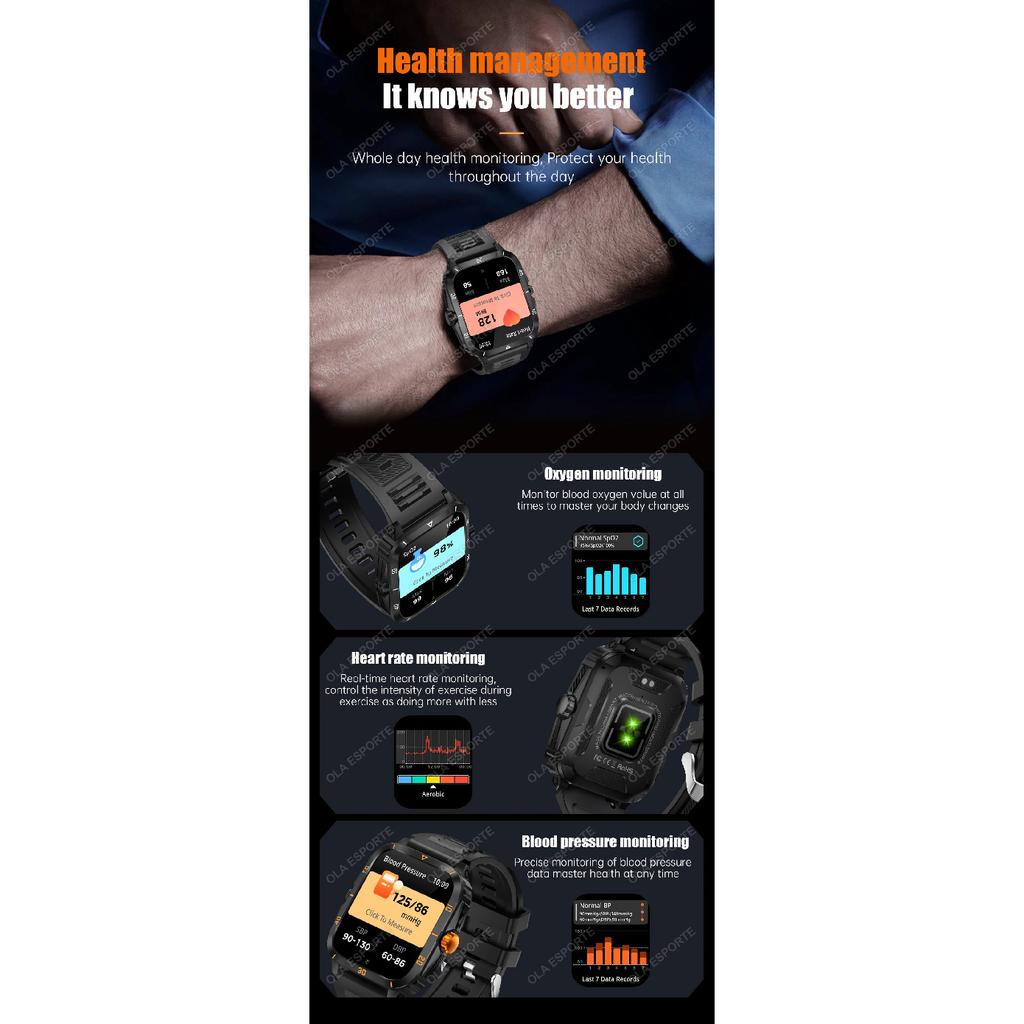 2025 Sport Smart Watch For Men 1.96'' Screen Blood Oxygen Bluetooth Call Watch 100+Sport Waterproof Smartwatch Man Reloj Hombre
