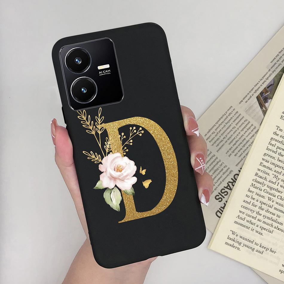 Flower Letters Case For Vivo Y22 2022 Y22S Matte Silicon Soft TPU Back Phone Cover For VivoY22 Y 22 22S Case Funda Bumper Shell