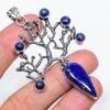 Natural Lapis Lazuli Gemstone 925 Sterling Silver Jewelry Pendant 3.03" AP-11988