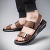 Mode Heren Sandalen Open Teen Platte Sandalen Leer Heren Zomerschoen Casual Comfortabel Zacht Strand Schoenen Mannelijke Schoen Zapatillas De Hombre