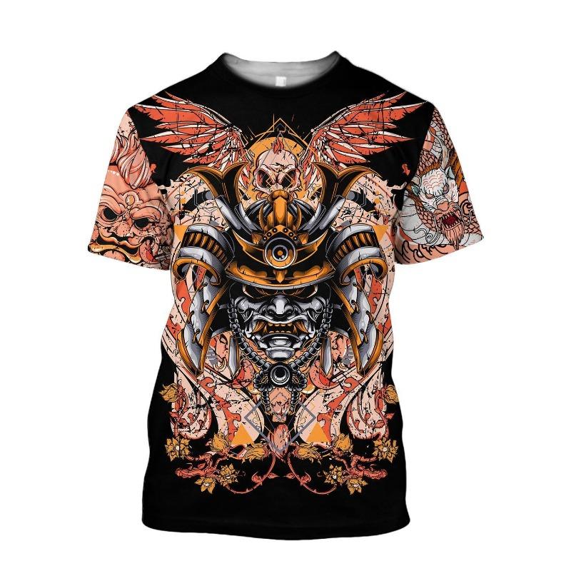 Summer Fashion Men Samurai graphic t shirts Personality Casual Cool Trend Printed Tees Oversized O-neck quick-drying t-shirt Top