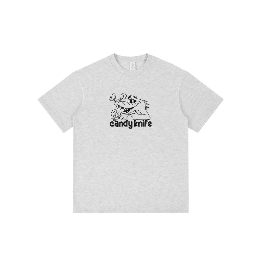 Trendy Korean Cartoon Crocodile Print Couple T-Shirt - Short Sleeve, Versatile Summer Style