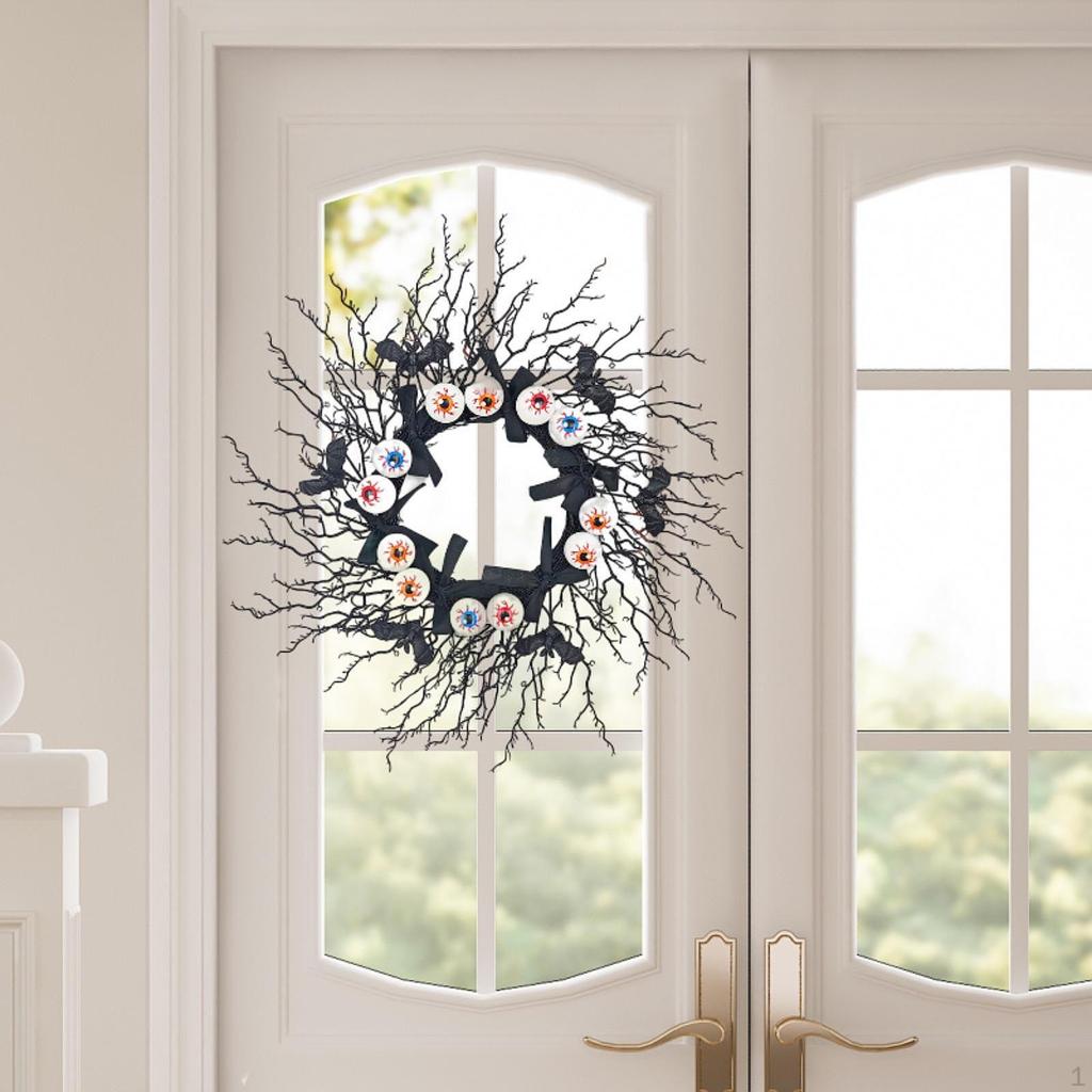 Halloween Spooky Eyeballs Door Wreath Round 20inch Party Supplies Ornament Hanging Garland for