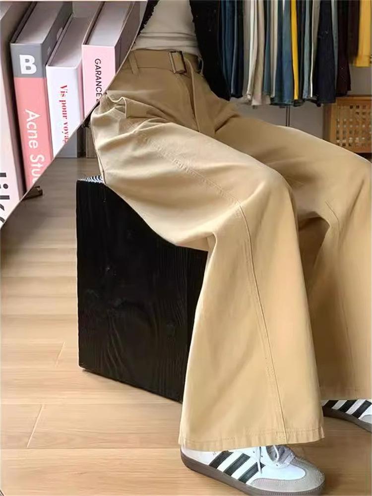 Damen Übergröße Khaki Weitbeinige High-Waist Jeans - Herbst 2025 Kollektion, Lässiger Lockerer Vielseitiger Bodenlanger Stil