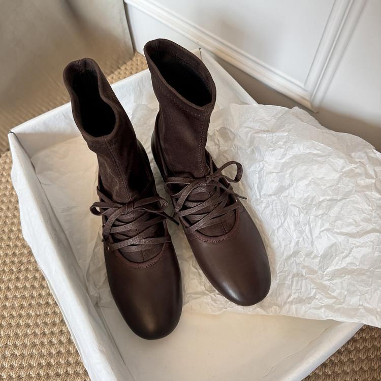 

Niche light luxury 2025 autumn and winter handmade women s shoes foreign trade retro women s shoes women s boots soft leather retro cowhide boots 39 коричневый