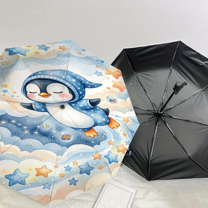 1PC Penguin Umbrella-8-Rib Reinforced, Automatic Open, Lightweight & Durable, Fashion Accessory for Outdoor, H0353