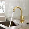 Modern Stainless Steel Brushed Gold Single-hole Handle Ceramic 360-degree Rotate Hot Cold Hotel Kitchen Faucet