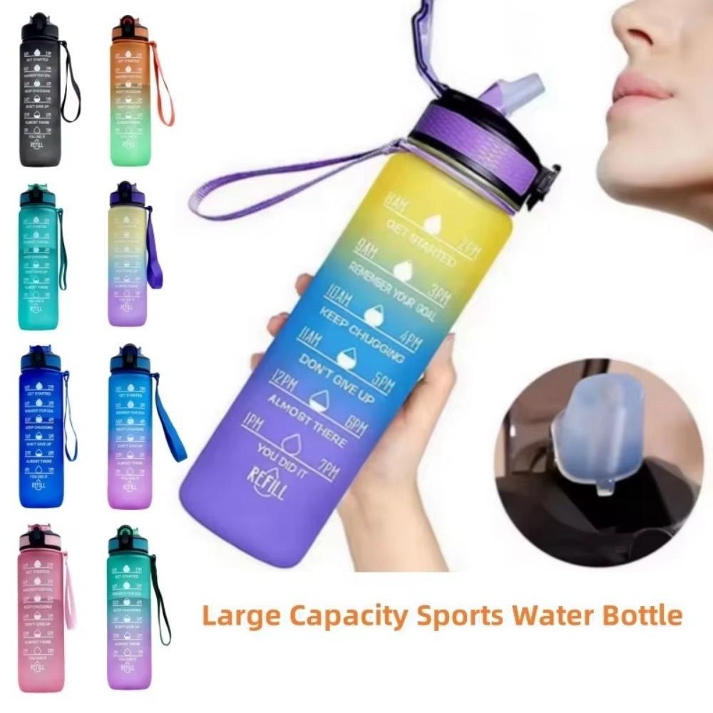 1000ML Sport-Wasserflasche mit Strohhalm Große Kapazität Plastik-Wasserflasche mit Strohhalm Reise